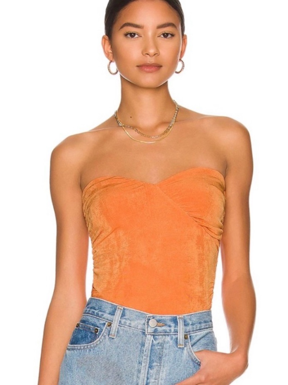 Superdown Marcella wrapped tube top with Sweetheart neck line